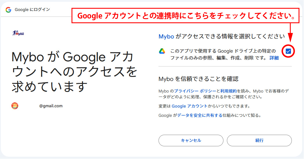 Google連携チェック項目